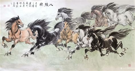马到成功，森林里奔跑的骏马，八骏图-黄泰华画家网
