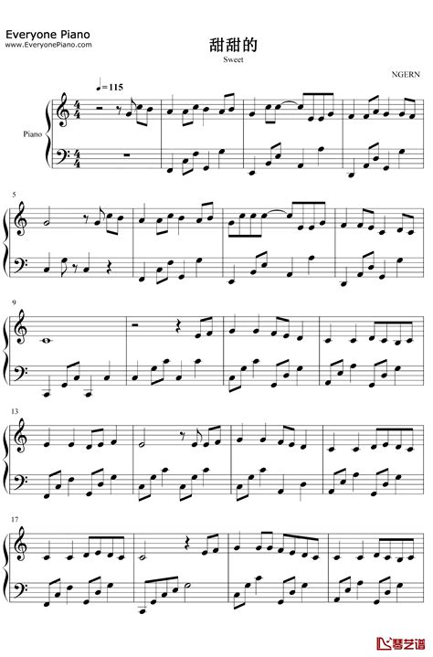 甜甜的钢琴谱-周杰伦-C调简单版-简谱网