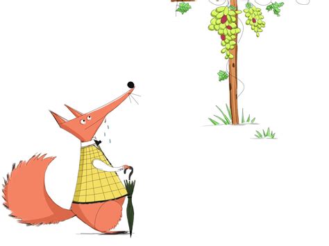 狐狸与葡萄插画_狐狸与葡萄卡通_狐狸与葡萄插图_手绘_板绘_摄图网