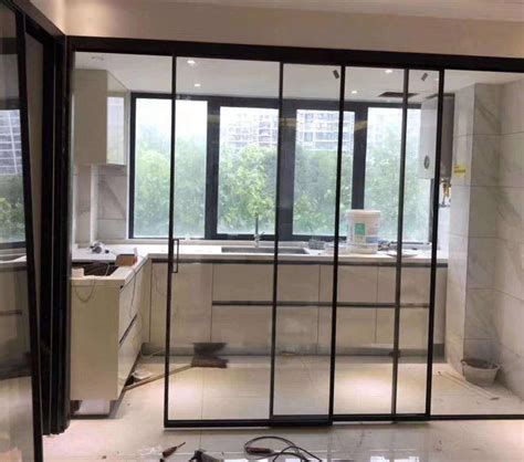 厂家直销钛镁铝合金推拉门黑色窄边玻璃门厨房移门阳台客厅极简门-阿里巴巴