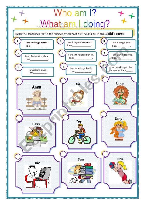 What are you doing? Who am I? - ESL worksheet by ezgisyhn