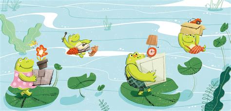 儿童音乐启蒙故事绘本《小小星星》《青蛙搬家》创作_大面包插画-站酷ZCOOL