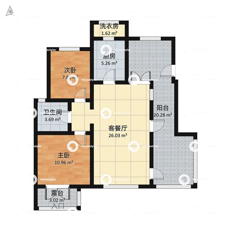 鸿坤罗纳河谷-138平米三居混搭风格-谷居家居装修设计效果图