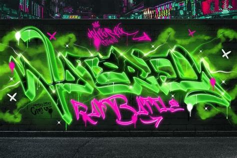潮流街头荧光绿色涂鸦文字效果PSD模板 Graffiti Text Effect Vol.9