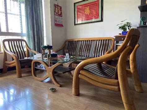 实木沙发一长两短便宜转让 - 二手家具 - 桂林分类信息 桂林二手市场