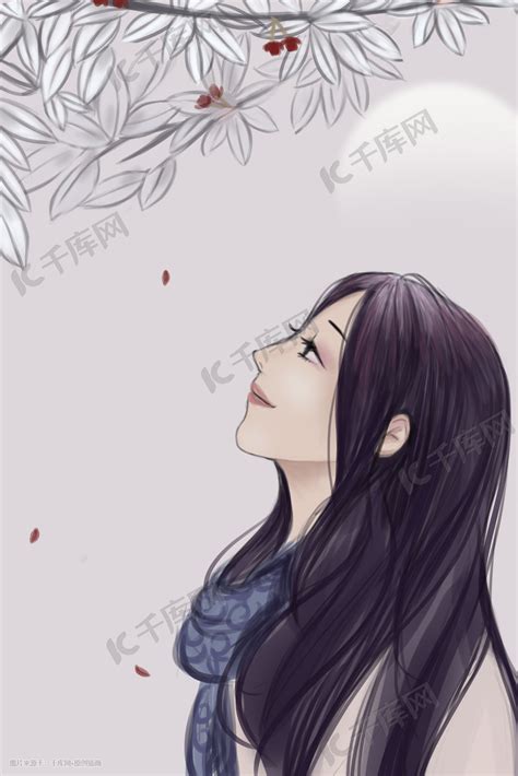 温柔风卡通侧脸头像女生