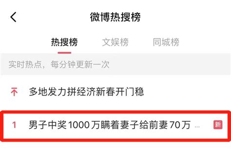 2月2日，据红星新闻报道，男子中奖1000万瞒着现任妻子……_新浪新闻