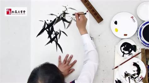国画教学！竹子的画法——竹叶的九笔画法示范_腾讯视频