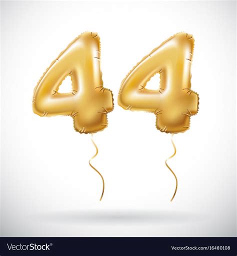 Golden 44 number forty-four metallic balloon Vector Image
