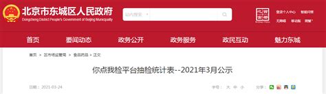 北京市东城区公示2021年3月你点我检平台抽检统计表-中国质量新闻网