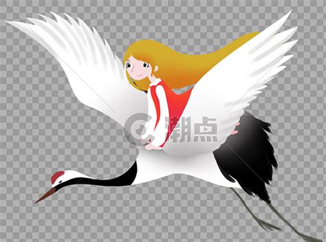 骑着丹顶鹤的女孩设计元素2434*1808图片素材免费下载-编号142010-潮点视频