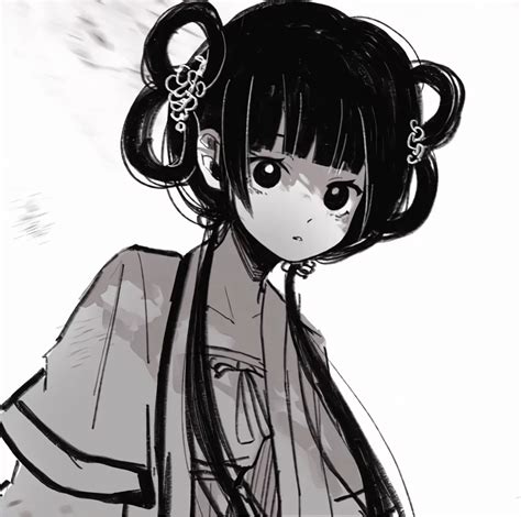 黑白色古风情侣头像女生