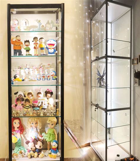 家用手办展示柜实木小型玻璃门动漫模型奖杯展柜带灯产品橱窗柜子-淘宝网