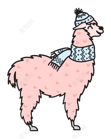 粉色羊驼卡通素材免费下载 - 觅知网