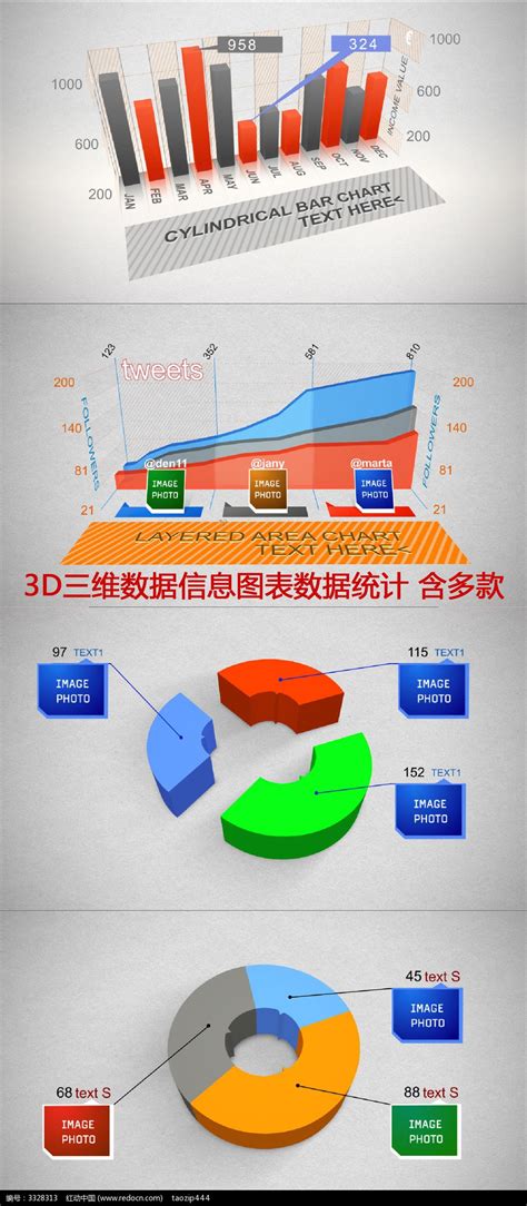3D三维数据信息图表数据统计ae模板视频含多款下载_红动中国