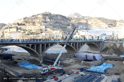 延安延河大桥加宽工程,桥梁建设,路桥建筑,建筑摄影,摄影,汇图网www.huitu.com