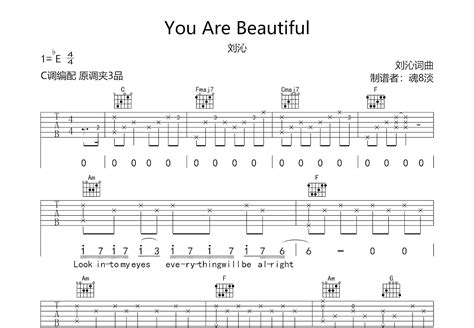 You Are Beautiful吉他谱_刘沁_C调弹唱84%专辑版 - 吉他世界