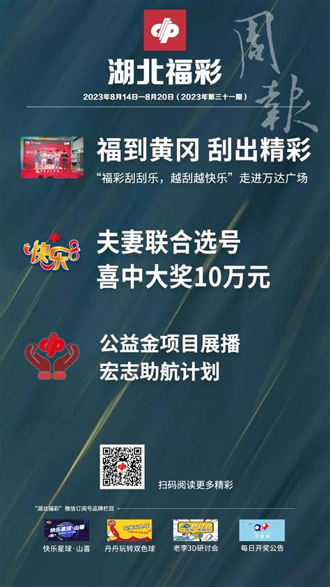 【精彩海报】湖北福彩每周要闻（2023年8月14日－8月20日）|湖北福彩官方网站