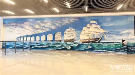 物美超市商场墙绘过程手绘壁画鸭子-大小墙体彩绘公司