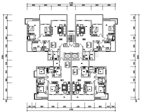 8套小区高层住宅1梯2户标准层户型设计图-建筑户型图-筑龙建筑设计论坛