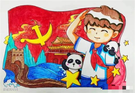 小学生童心向党绘画一二三年级童心向党绘画