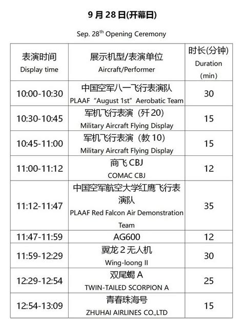 第十三届中国航展重要活动安排一览表_无人机_资讯_航空圈
