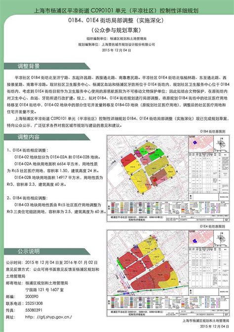 上海市杨浦区平凉街道C090101单元（平凉社区）控制性详细规划01B4、01E4街坊局部调整实施深化（公众参与规划草案）公示_上海杨浦