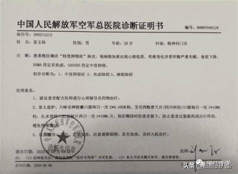 抑郁症确诊单图片
