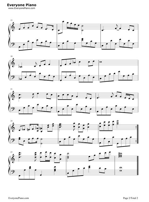 北国之春五线谱预览2-钢琴谱文件（五线谱、双手简谱、数字谱、Midi、PDF）免费下载