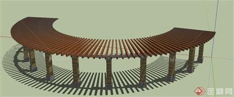 现代木制弧形小木桥su模型_桥梁_土木在线