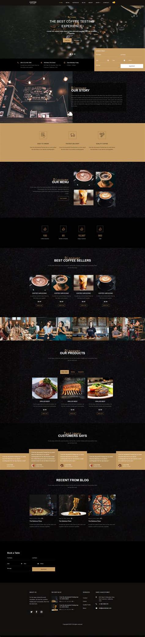 餐饮业咖啡店网站HTML模板下载