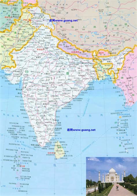 最新版印度地图 - 世界地图全图 - 地理教师网