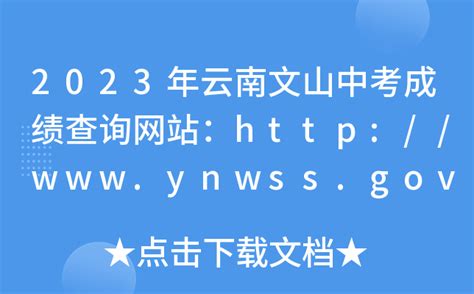 2023年云南文山中考成绩查询网站：http://www.ynwss.gov.cn/