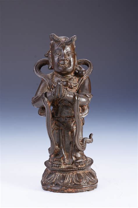 佛教文化 明代镀金彩绘木雕善财童子立像 - 五台山云数据旅游网