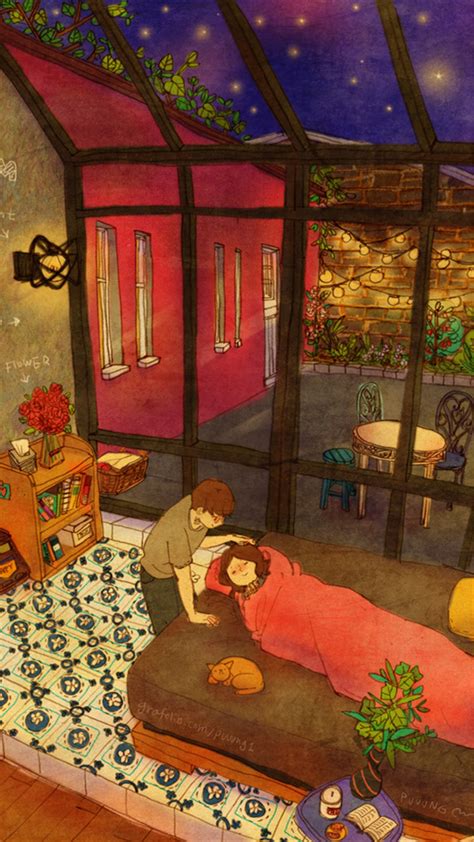 韩国插画师puuung的暖心爱情故事插画 壁纸 - 堆糖，美图壁纸兴趣社区
