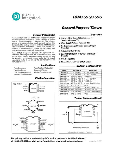 IC 7555 DATASHEET PDF