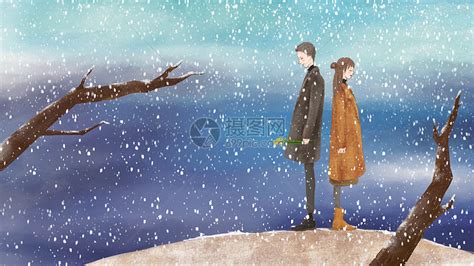 雪中的爱恋插画图片下载-正版图片400083781-摄图网