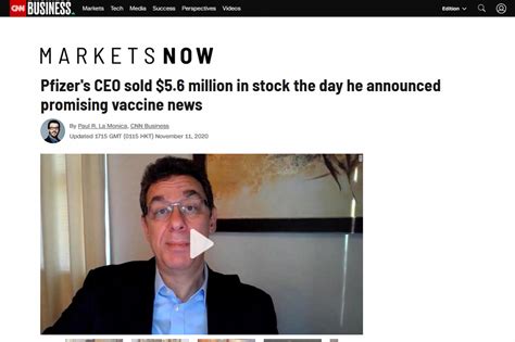 宣布疫苗利好消息当天，辉瑞CEO出手560万美元公司股票