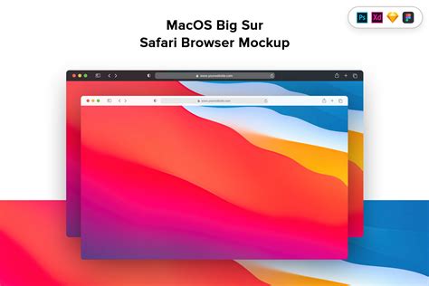 MacOS系统Safari浏览器样机模板 Safari Browser Mockup – MacOS Big Sur Version – 设计小咖