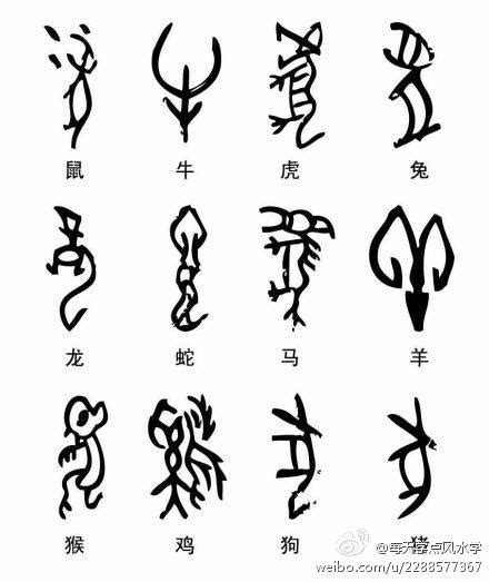 甲骨文字十二生肖图片