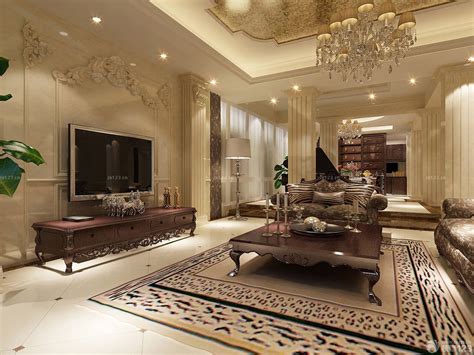 欧式豪华家居客厅满贴墙砖装修效果图_设计456装修效果图