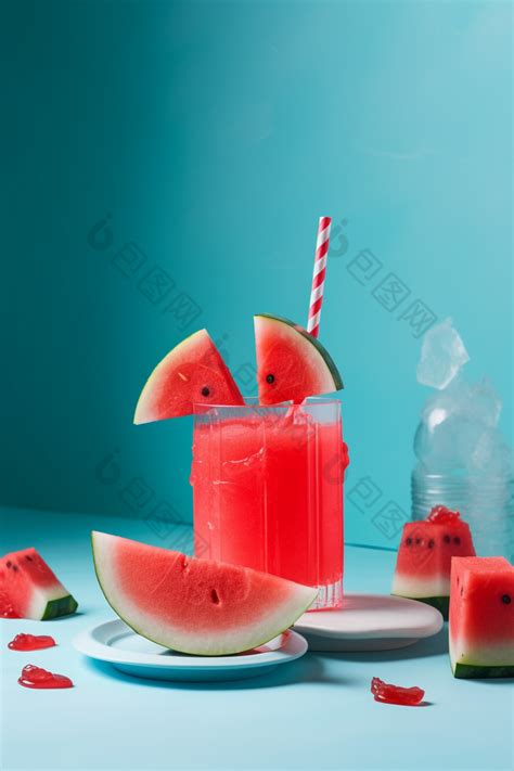 冰镇的西瓜饮品图片-包图网