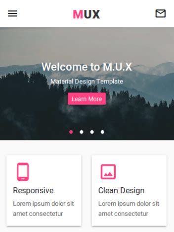 MUX - Material Design Web App UI Kit Mobile Template