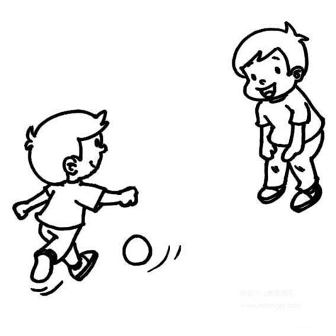儿童踢足球简笔画,儿童踢足球的简笔画画法