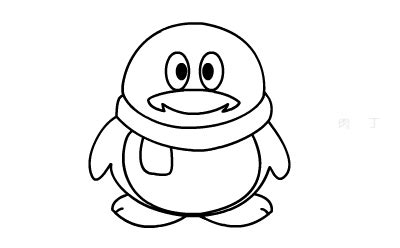 简笔画QQ企鹅的画法 简笔画动画教程之QQ企鹅的绘画分解步骤 肉丁儿童网