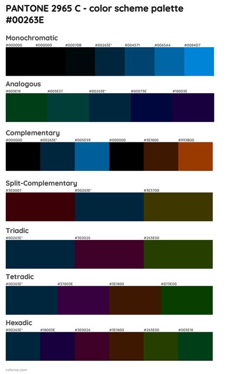 PANTONE 2965 C color palettes and color scheme combinations - colorxs.com