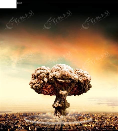 核弹爆炸蘑菇云海报PSD素材免费下载_红动中国