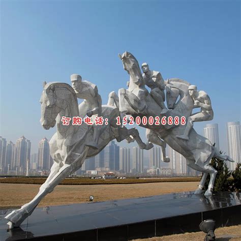 骑马比赛雕塑 不锈钢运动雕塑-宏通雕塑