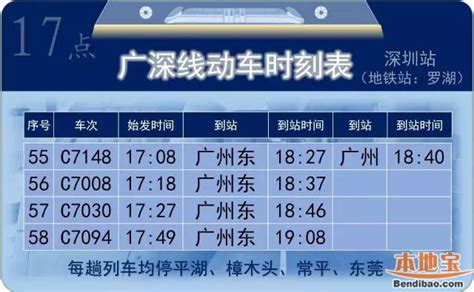 7·1全国铁路调图 广深线城际列车最新时刻表一览 - 深圳本地宝