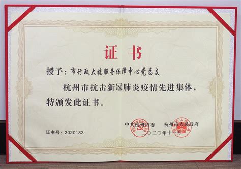 简讯：服务保障中心党总支荣获“杭州市抗击新冠肺炎疫情先进集体”称号